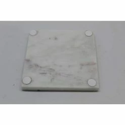 White Marble Coasters With Matte Brass Inlay (4 pc set) by Jodhpuri 5 White Marble Coasters With Matte Brass Inlay (4 pc set) by Jodhpuri -Bar Accessories Sales whites jodhpuri coasters 73219 4f 1000