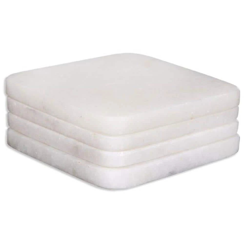 Square White Marble Coasters (4-Pieces) by Mascot Hardware 1 Square White Marble Coasters (4-Pieces) by Mascot Hardware