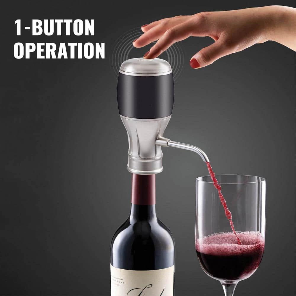 Electric Wine Dispenser Silver 1-Button Wine Aerator Dispenser Automatic Wine Aerator Electric Wine Decanter by VEVOR 2 Electric Wine Dispenser Silver 1-Button Wine Aerator Dispenser Automatic Wine Aerator Electric Wine Decanter by VEVOR - Image 2
