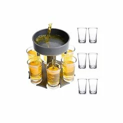 Plastic 6-Shot Liquor Dispenser Holder Set With 6-Shot Acrylic Glasses by Lexi Home -Bar Accessories Sales wine aerators lb5373 1f 1000