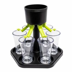 Plastic Liquor Shot Dispenser and Pourer Set with Individual Stoppers by Lexi Home