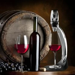 V1071 Deluxe Essential Red Pourer and Decanter Tower Stand Set by VINTURI -Bar Accessories Sales wine aerators v1071 4f 1000