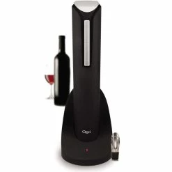 Pro Electric Wine Bottle Opener with Wine Pourer, Stopper, Foil Cutter and Elegant Recharging Stand, in Black by Unbranded