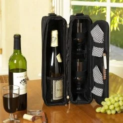 Sunset Black Wine Tote for 2 with Glasses by Unbranded