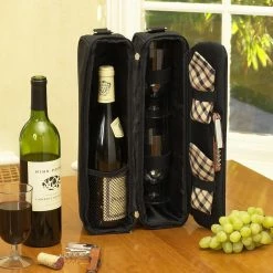 Sunset Black and London Wine Tote for 2 with Glasses by Unbranded