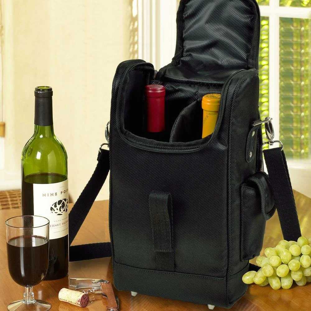 NY Black 2-Bottle Wine Tote with Corkscrew by Unbranded 3 NY Black 2-Bottle Wine Tote with Corkscrew by Unbranded - Image 3
