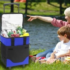 Insulated 6-Bottle Royal Blue Wine Carrier on Wheels by Unbranded -Bar Accessories Sales wine totes 395 drb 1f 1000