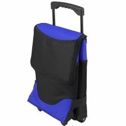 Insulated 6-Bottle Royal Blue Wine Carrier on Wheels by Unbranded