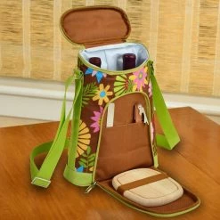 2-Bottle Floral Insulated Wine Tote and Cheese Set by Unbranded -Bar Accessories Sales wine totes 398 f c3 1000