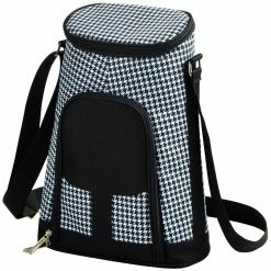 2-Bottle Houndstooth Insulated Wine Tote and Cheese Set by Unbranded