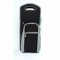 7-Piece Wine Carrier Tote Bag Insulated Wine Bottle Caddy Holder Picnic Set Black by Lexi Home