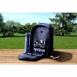 Insulated Navy Picnic Basket Set Lunch Tote Backpack Cooler - Picnic (Set for 2) by Lexi Home -Bar Accessories Sales wine totes mw3017 4f 1000