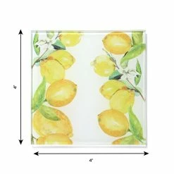 Lemon Branches Set Of 4 Glass Coasters 4 x 4 in. by American Atelier -Bar Accessories Sales yellows golds american atelier coasters 1333070 1f 1000
