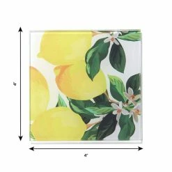 Meyer Lemons Set Of 4 Glass Coasters 4 X 4" by American Atelier 12 Meyer Lemons Set Of 4 Glass Coasters 4 X 4" by American Atelier -Bar Accessories Sales yellows golds american atelier coasters 1333071 1f 1000