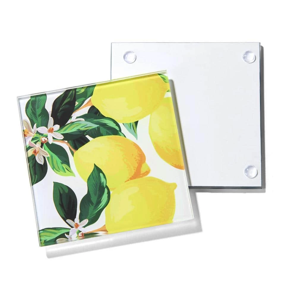 Meyer Lemons Set Of 4 Glass Coasters 4 X 4" by American Atelier 3 Meyer Lemons Set Of 4 Glass Coasters 4 X 4" by American Atelier - Image 3