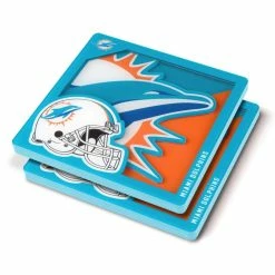 NFL Miami Dolphins 3D Logo 2-Piece Assorted Colors Acrylic Coasters by YouTheFan