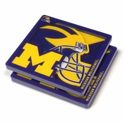 NCAA Michigan Wolverines 3D Logo 2-Piece Assorted Colors Acrylic Coasters by YouTheFan
