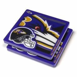 NFL Baltimore Ravens 3D Logo 2-Piece Assorted Colors Acrylic Coasters by YouTheFan