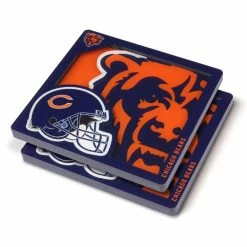NFL Chicago Bears 3D Logo 2-Piece Assorted Colors Acrylic Coasters by YouTheFan