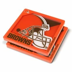 NFL Cleveland Browns 3D Logo 2-Piece Assorted Colors Acrylic Coasters by YouTheFan